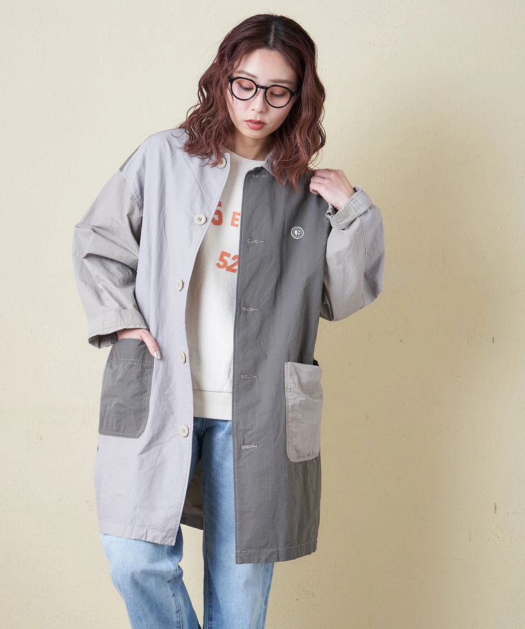 春新作】綿ナイロンツイル ステンカラーコート｜ファッション通販