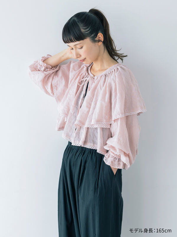 セール】 【kazumi×Samansa Mos2】ケープ付ボレロ（ブラック/ピンク