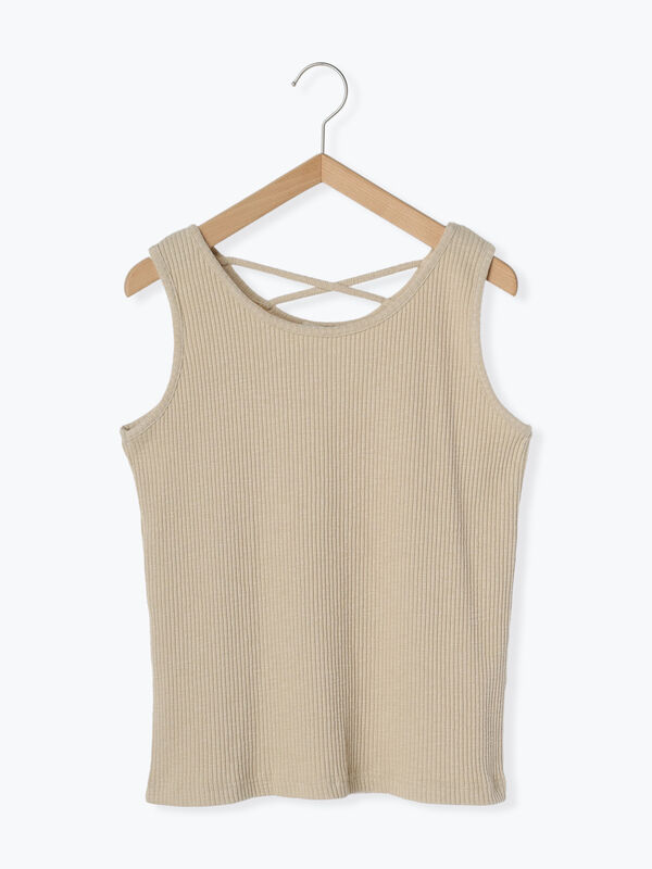 セール】 バッククロスタンクトップ（ブラック/ベージュ/トップス