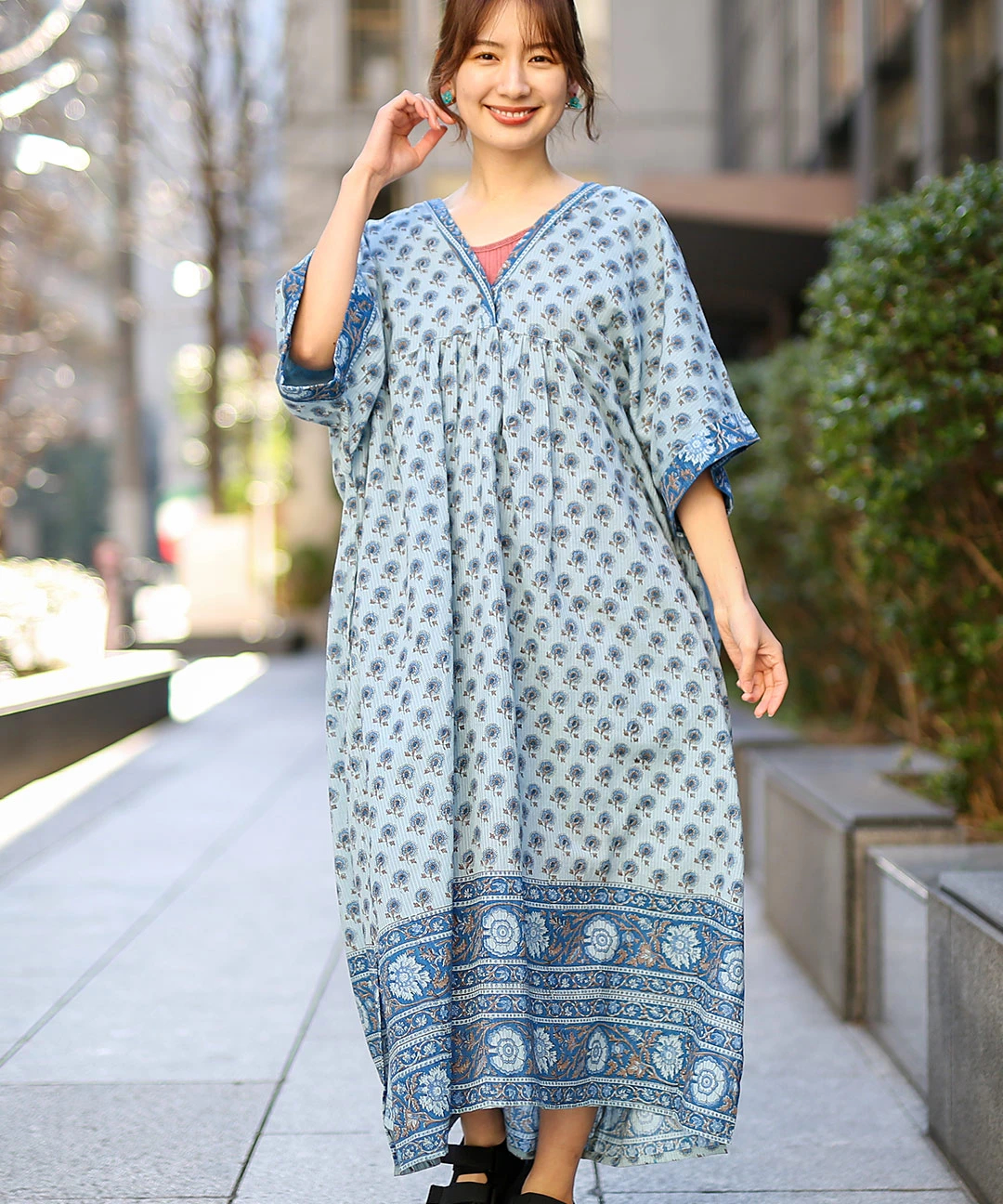 エコフレンドリーダイ フロルブロックプリントワンピース 【3月2日(月