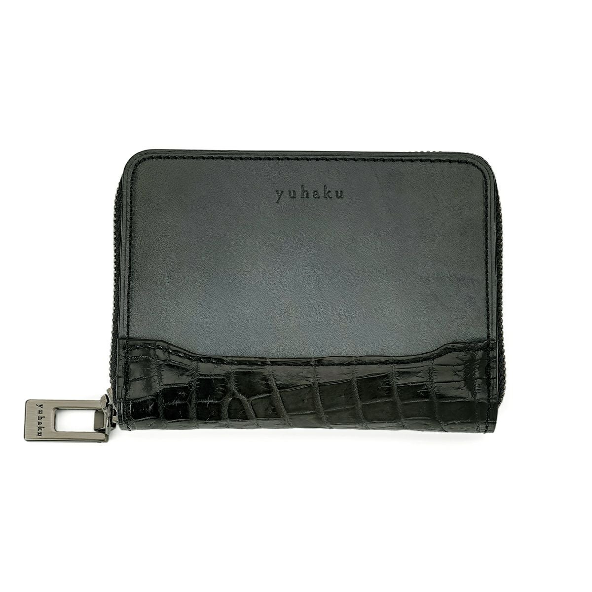 ユハク クロコダイルコンビ ラウンドファスナーマルチケース グレー