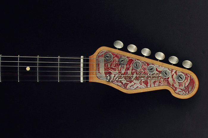 14008 Cream on Red Roses Steel O Matic – James Trussart Custom Guitars