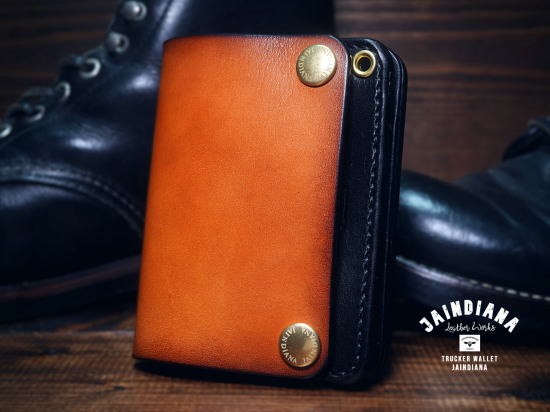 ミドルサイズ トラッカーウォレット 蹄鉄 手染め ミドルサイズ