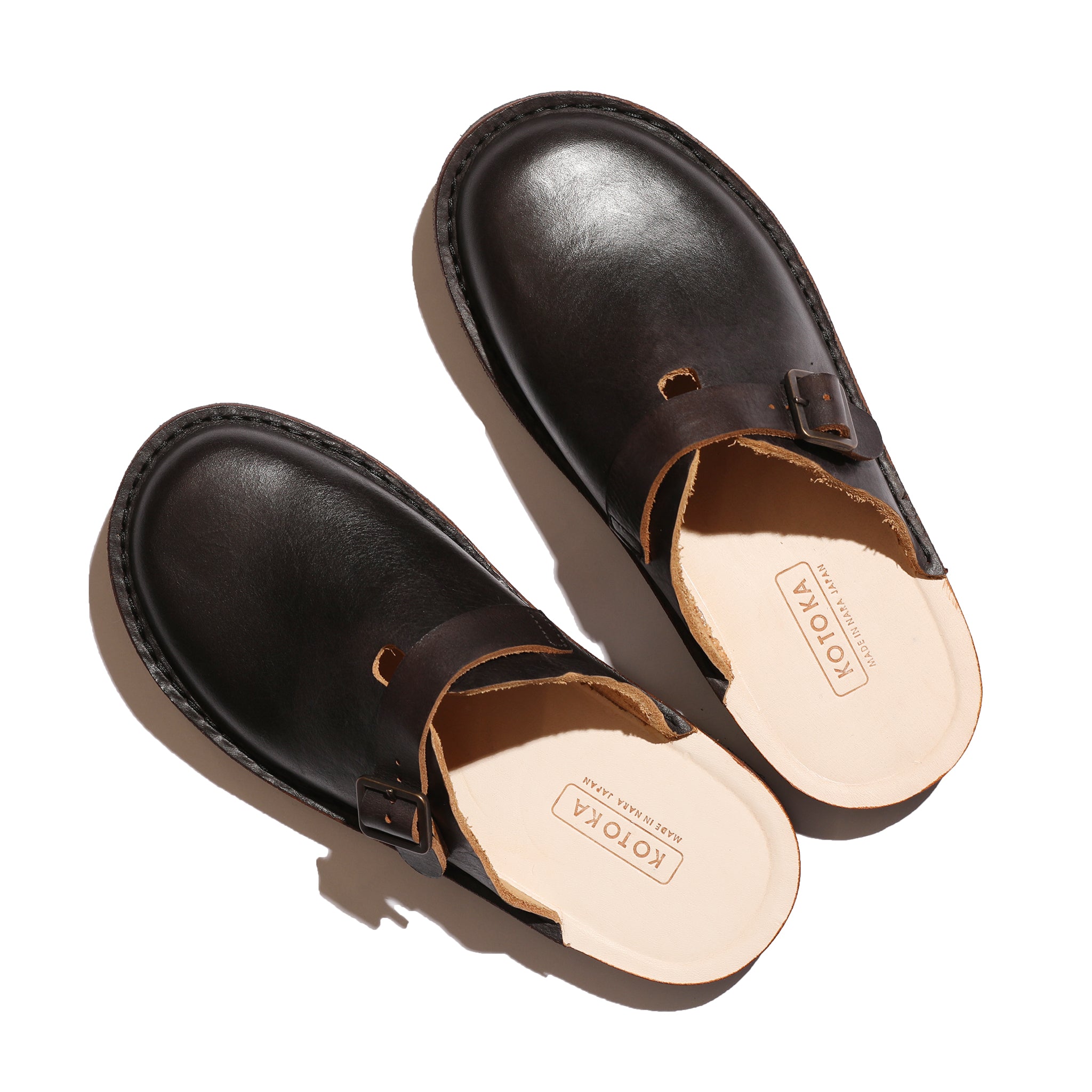 KOTOKA ならやまサンダル たつのハンドワックスレザー Black【KTO-2004