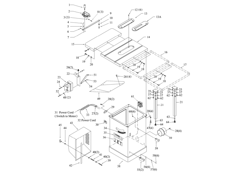 JTAS-12-DX Table and Cabinet Assembly | Replacement Tool Parts