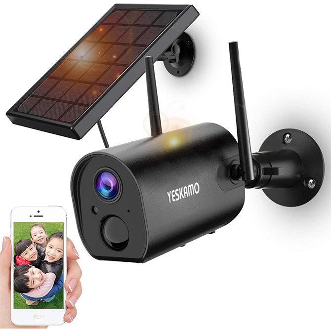 防犯カメラ 屋内外兼用 ワイヤレス ソーラー充電 電池式 CB54 SDカード