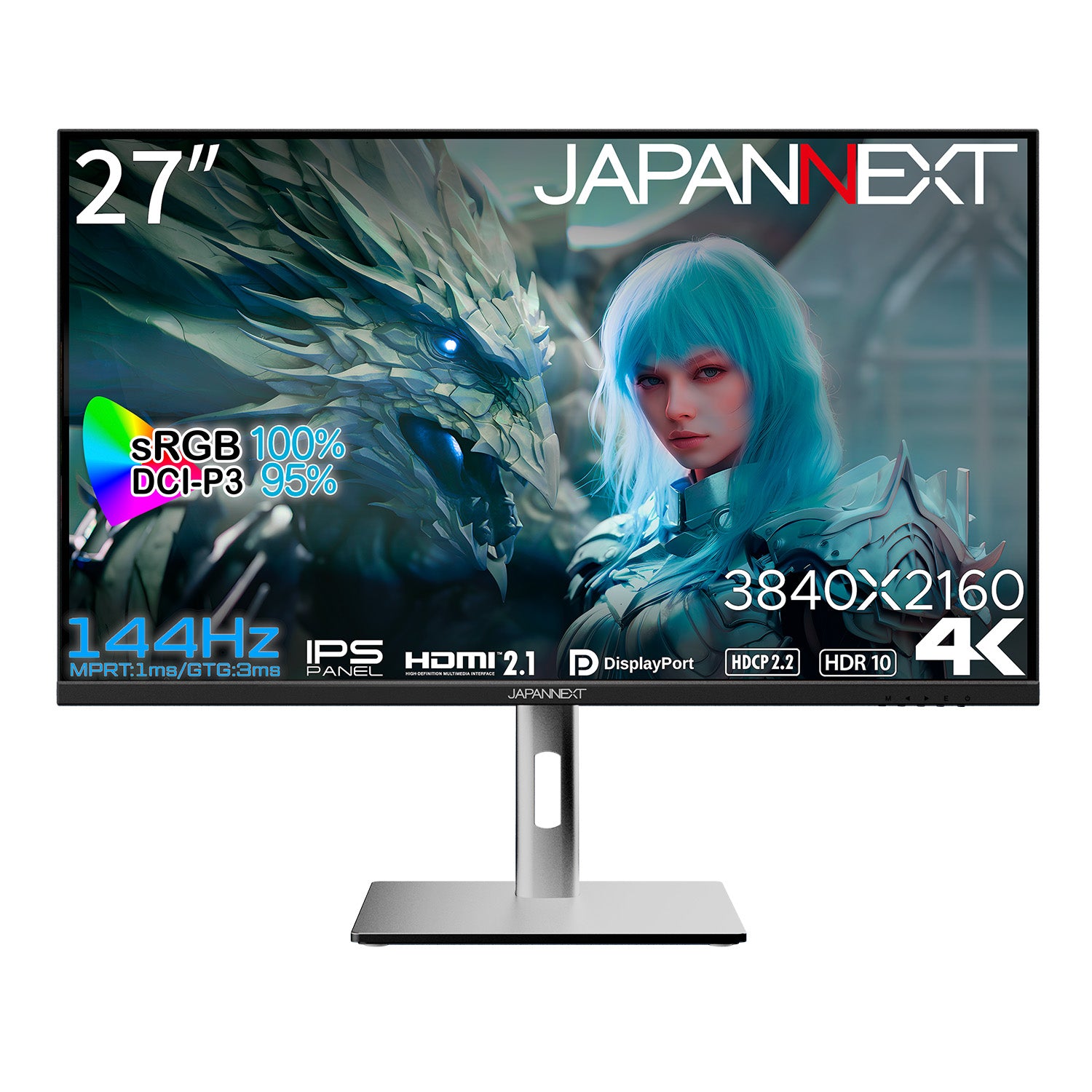JAPANNEXT 27インチ IPSパネル搭載 4K(3840x2160)解像度 144Hz対応