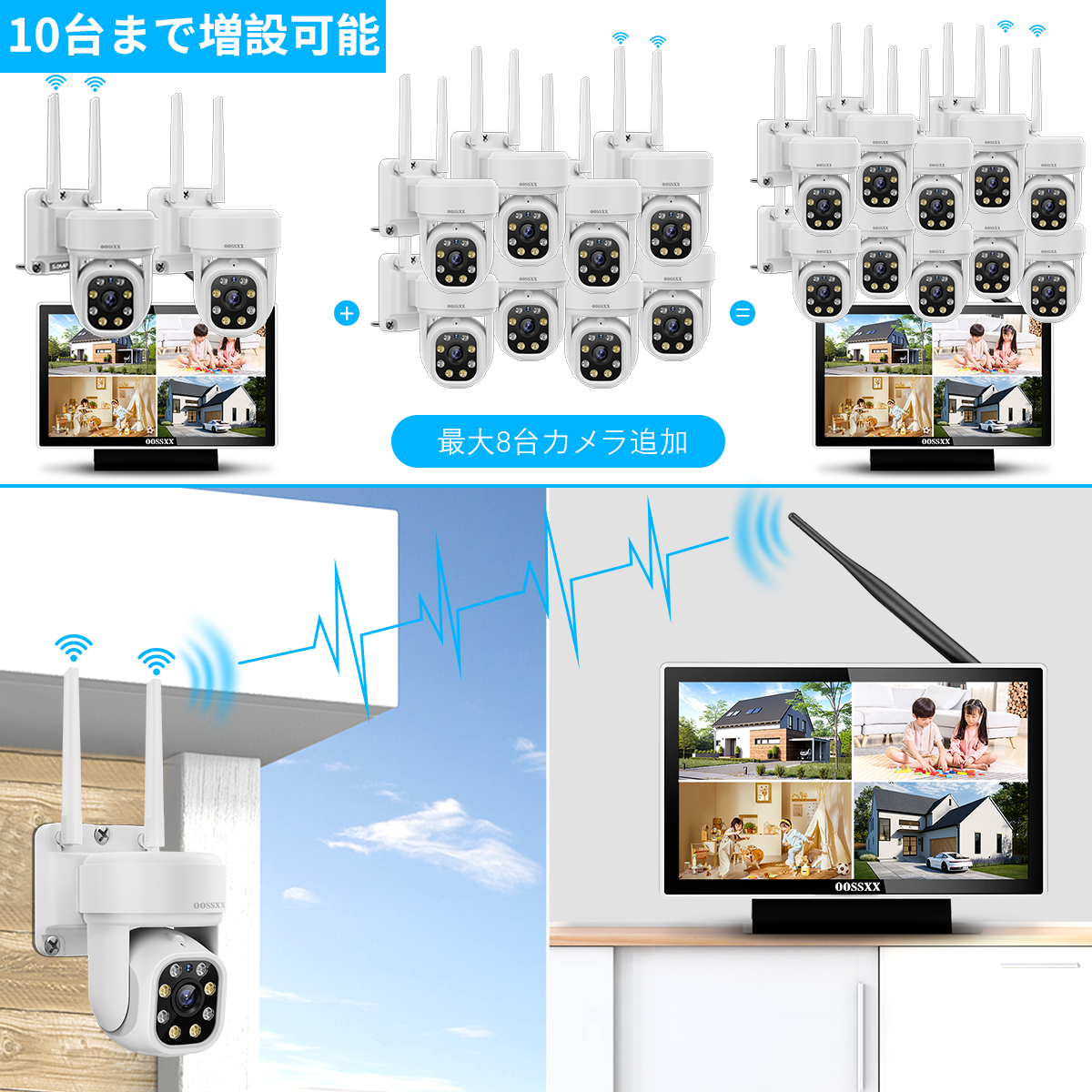 双方向通話・PTZカメラ】 防犯カメラ ワイヤレス 屋外 500万画素