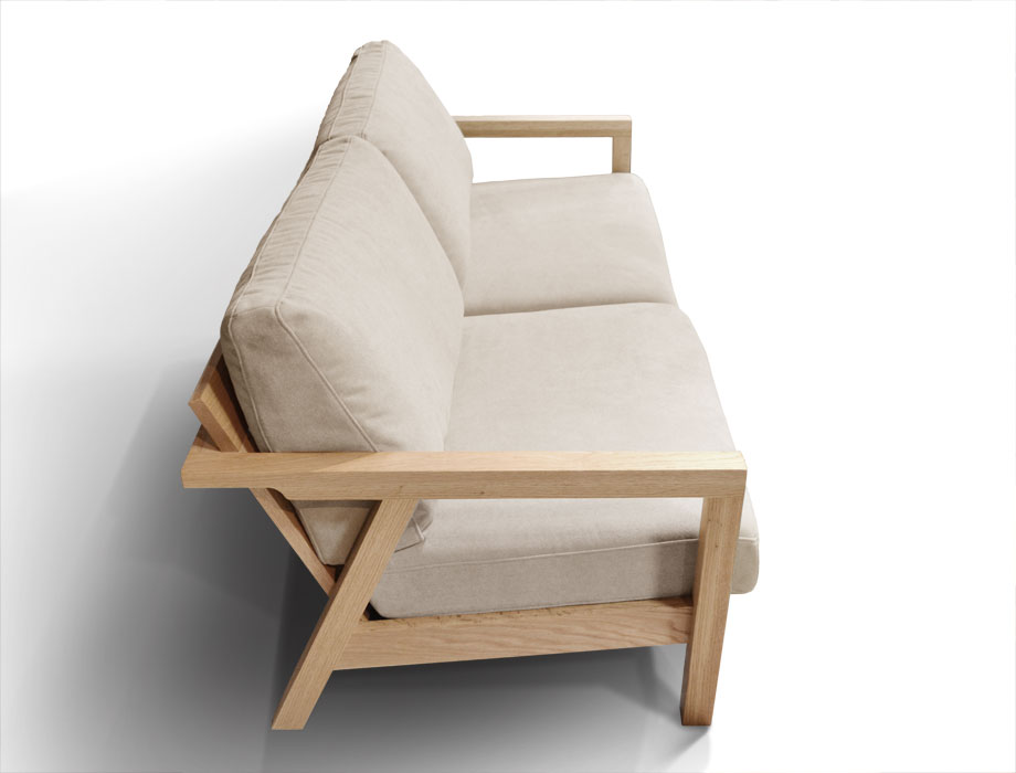 Chene（シェヌ）ウッドフレームソファー2.5人掛（幅170cm×奥行83cm