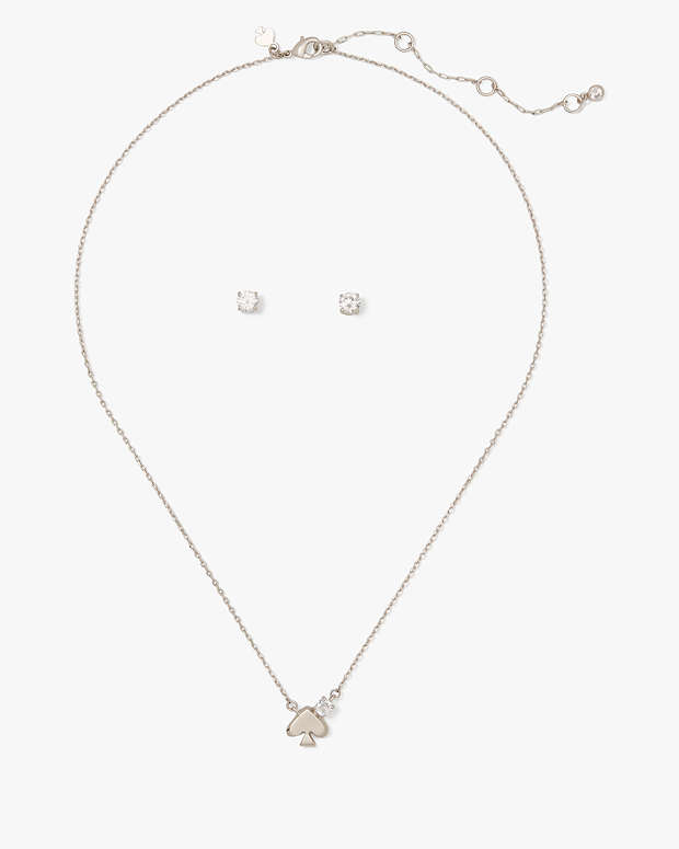 エブリデイ スペード ストーン ペンダント アンド ピアス セット