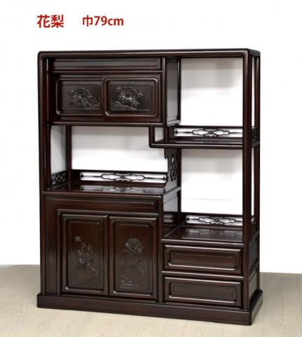 美品 唐木家具 本花梨 総無垢 茶棚 高級 茶道具 飾り棚 彫刻 煎茶道具
