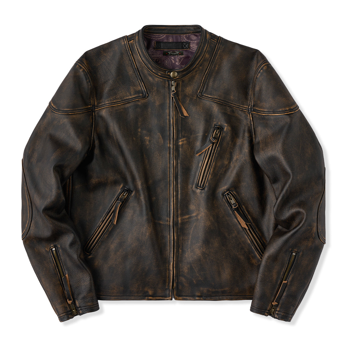 本革 裏ペイズリー柄スリムフィットライダースジャケット – Karakubuy