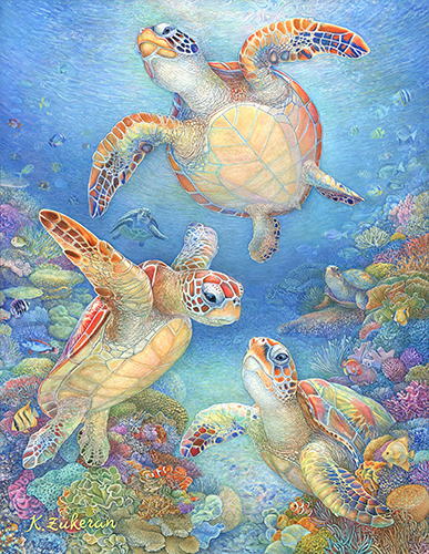 美ら亀三姉弟 | 瑞慶覧かおり フレスコ画