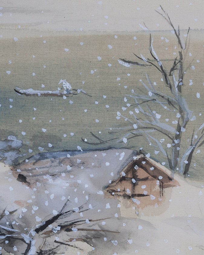 森月城 海辺の雪 | 掛軸(掛け軸)販売／表装ご依頼は掛軸いっぷく掛軸