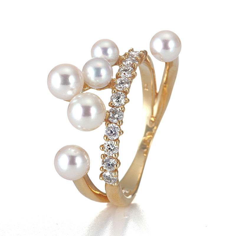 K18 アコヤ真珠 ベビーパール ダイヤモンドリング（オリジナル）（3.4