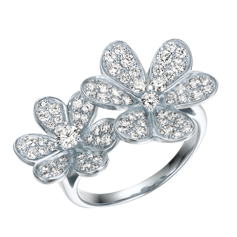 K18 フラワーパヴェ ダイヤモンド リング（合計1.0ct・金属色の選択