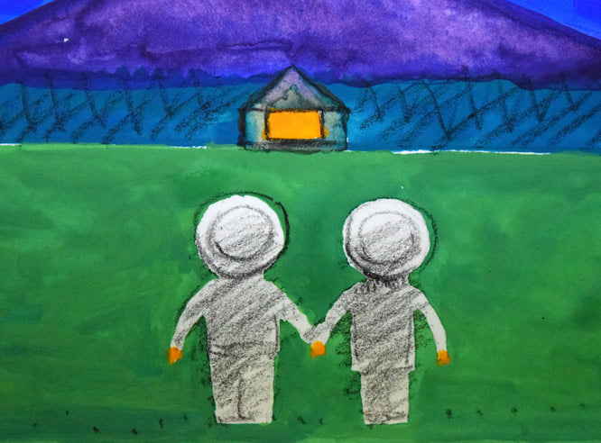 府川誠「ふるさとの山」肉筆水彩画 絵画買取・販売の小竹美術