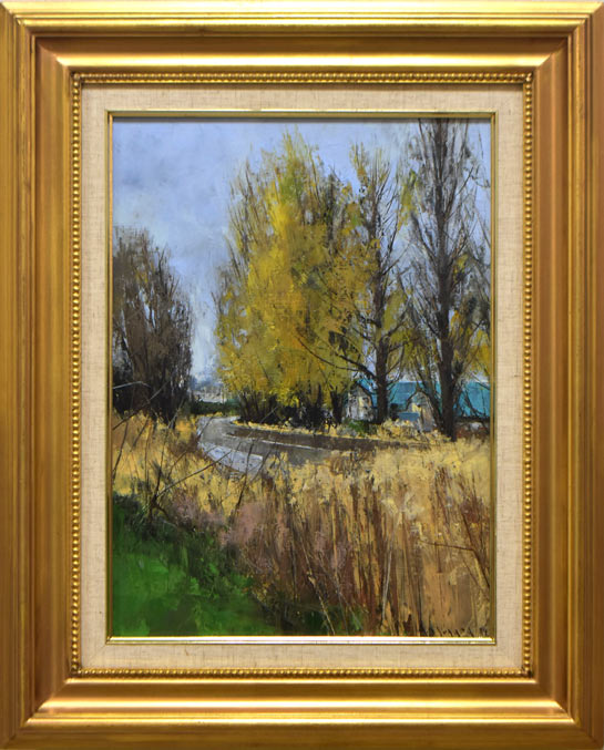 五十畑勝吉「日高種畜牧場」油絵・M6号 絵画買取・販売の小竹美術