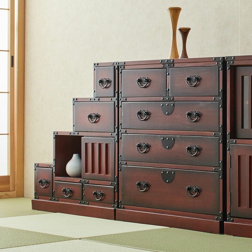 幅67cm 民芸 民芸調 和タンス 階段箪笥 左下がり 和室 収納棚 収納