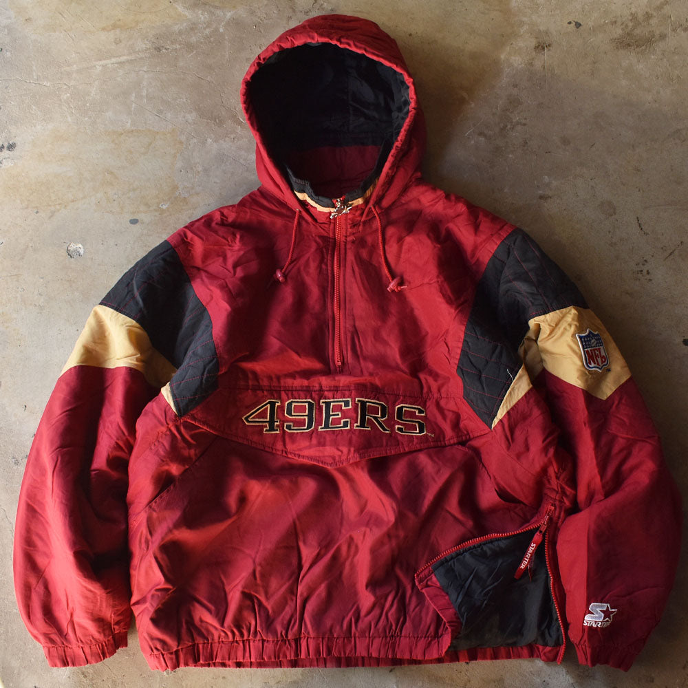 90's STARTER ”NFL 49ERS” 中綿入り フード ナイロンプルオーバー