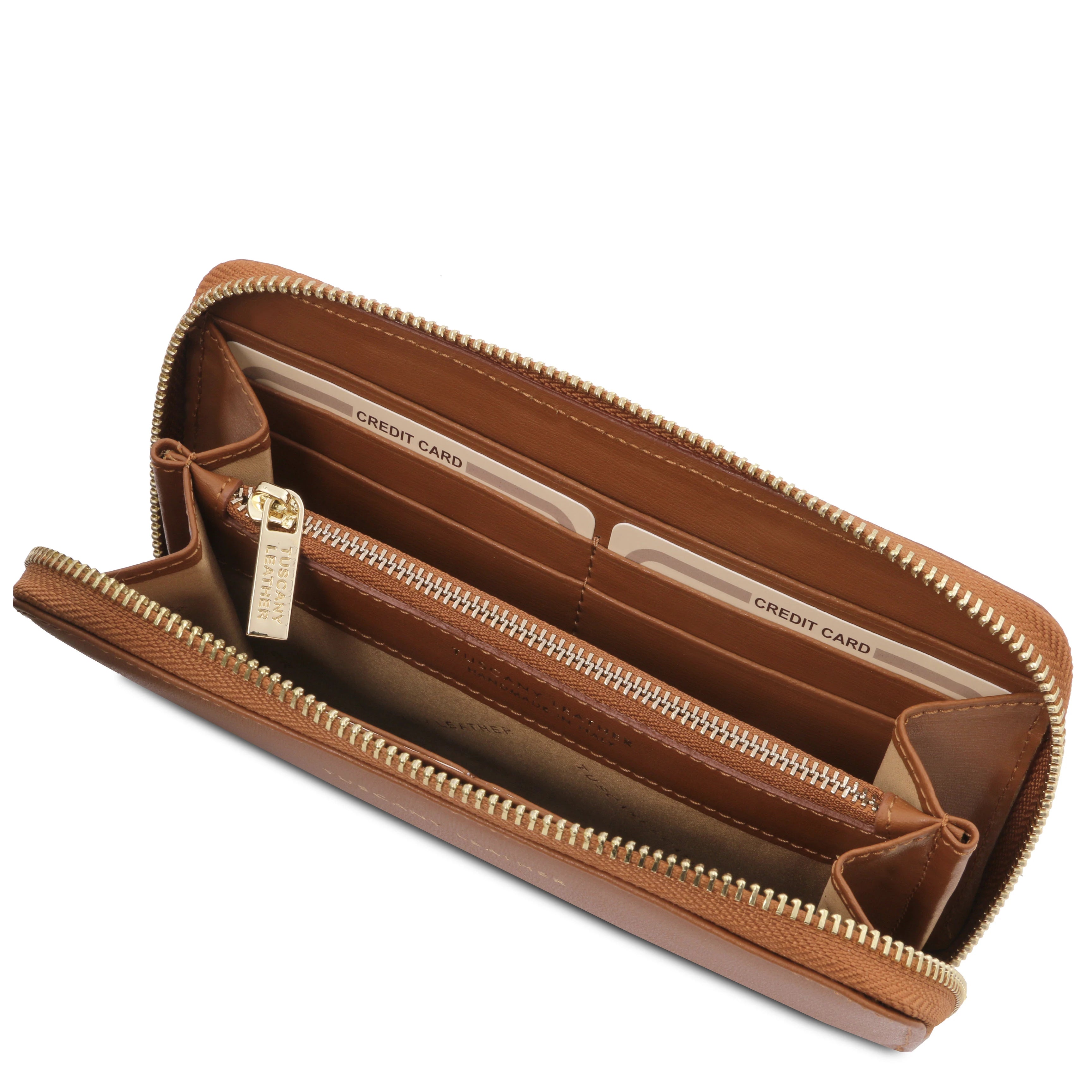 Venere Exclusive Italian Leather Accordion Wallet with Zip Closure