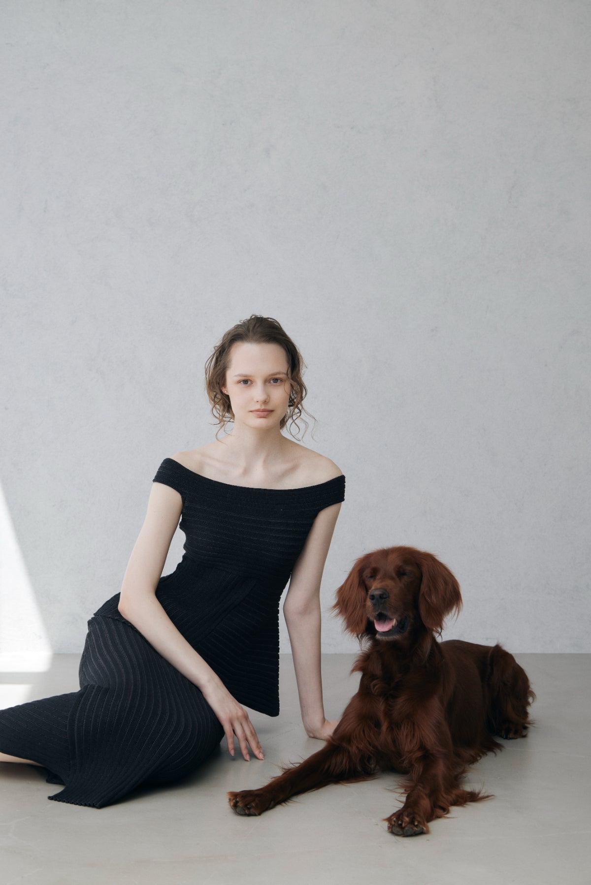 Off-shoulder Panel Rib Knit Tops – L'AUBE BLANC