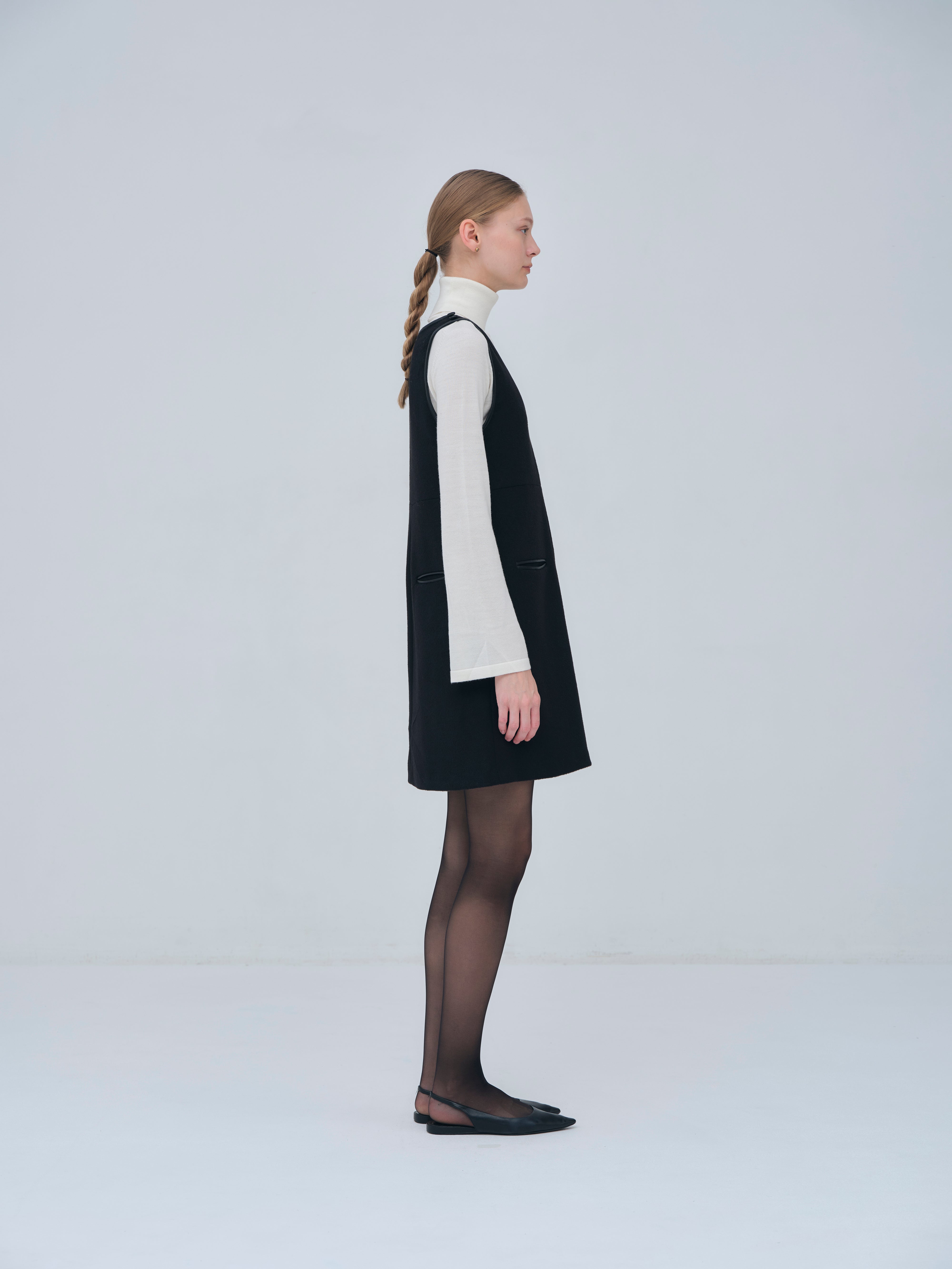 Leather Trimmed Wool Jumper Dress – L'AUBE BLANC