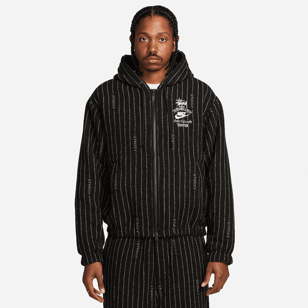 Nike x Stussy Stripe Wool Jacket (Antique Black) | END. Launches