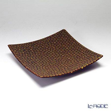 エルコーレモレッティ ミレフィオーリ プレート 18×18cm オレンジ