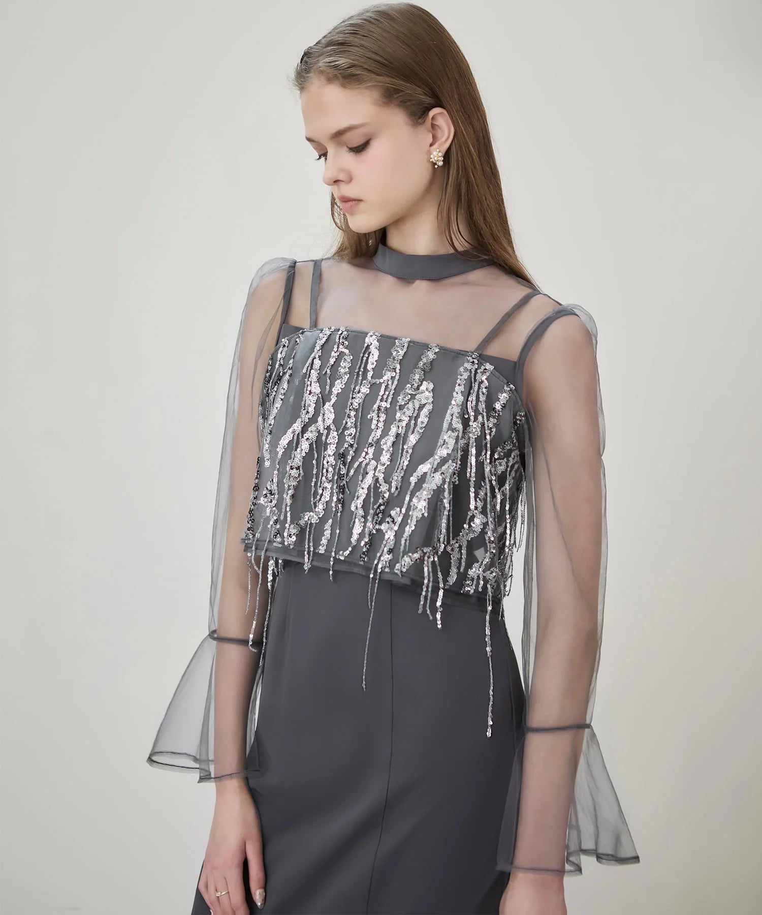 当日発送】2WAYスパンコールビスチェチュールIラインワンピース結婚式