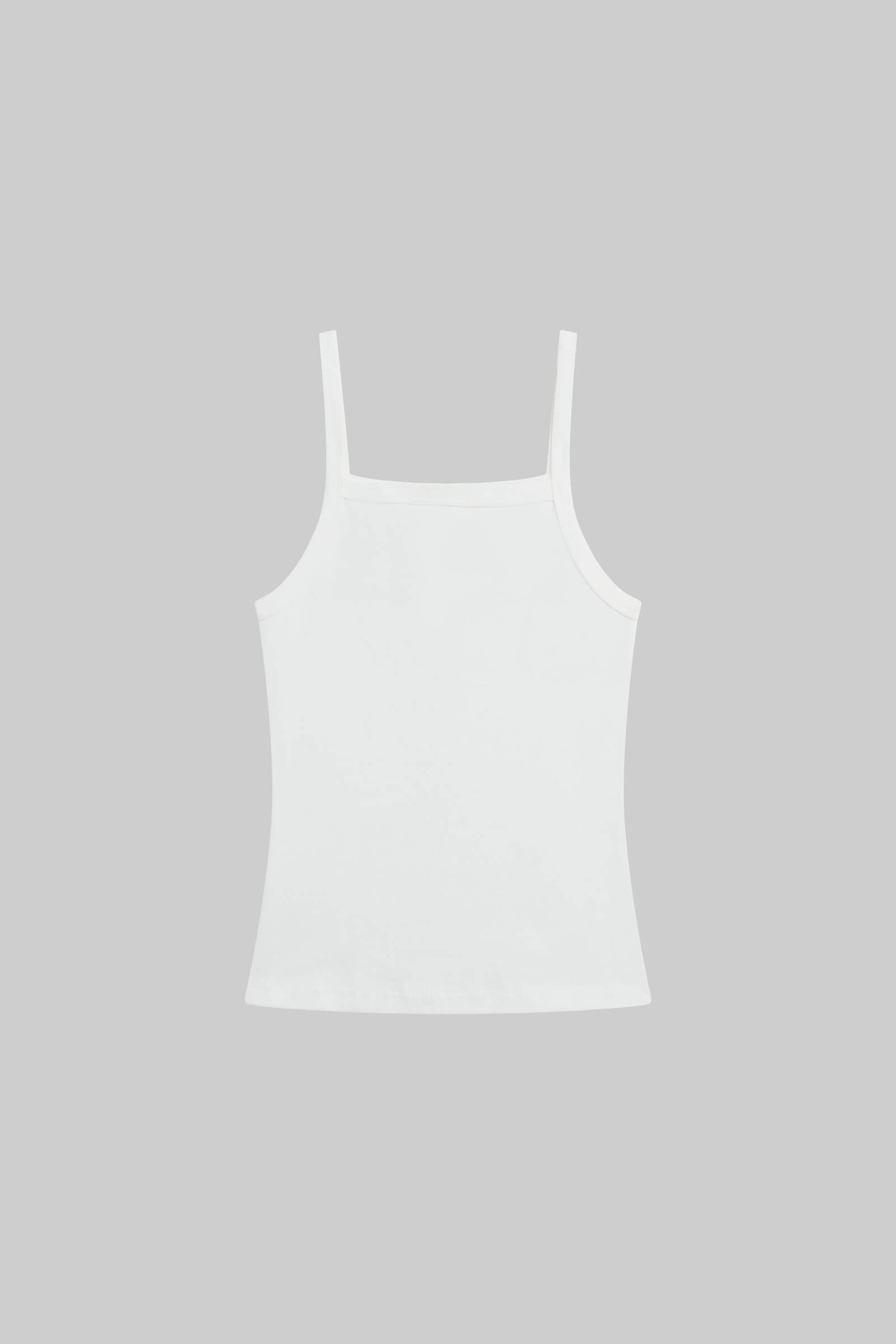 LESET Nando Square Neck Tank in White in Cotton