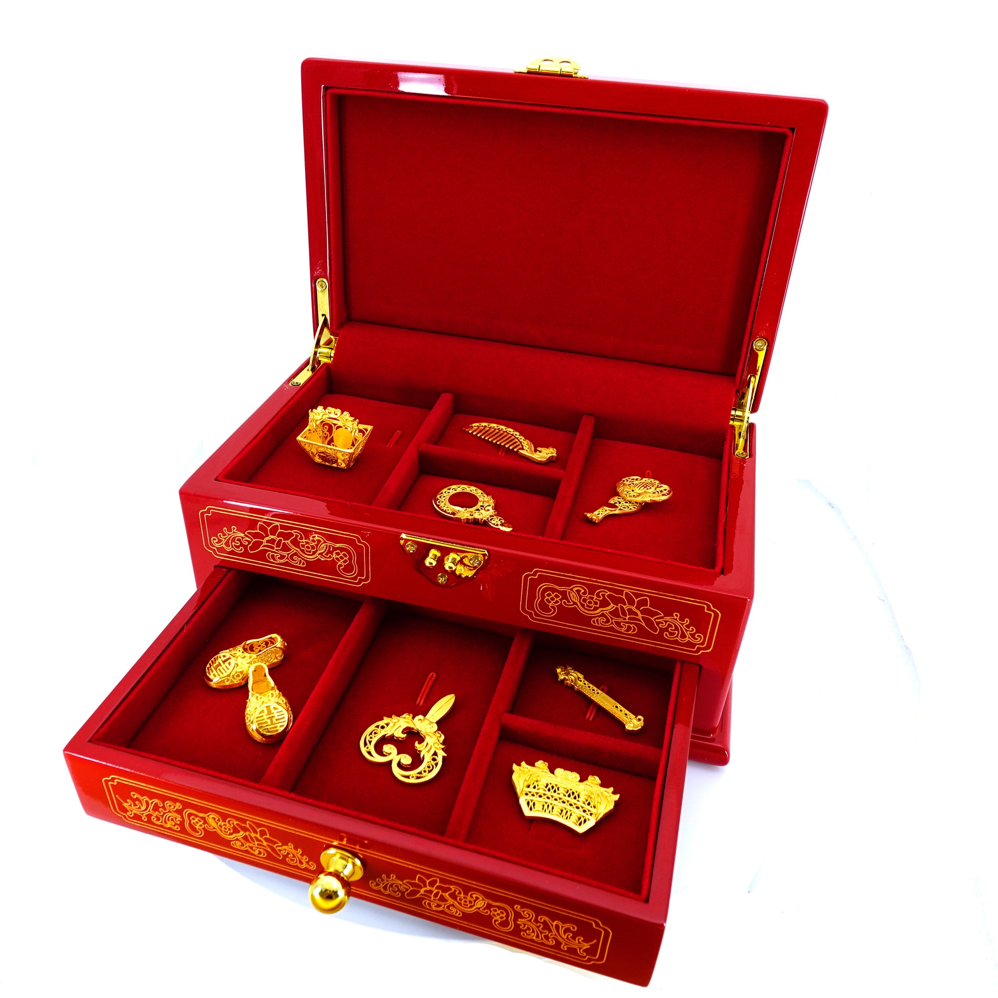 24K Gold Chinese Wedding Gift Set（婚庆九宝） – Lao Feng Xiang Jewelry