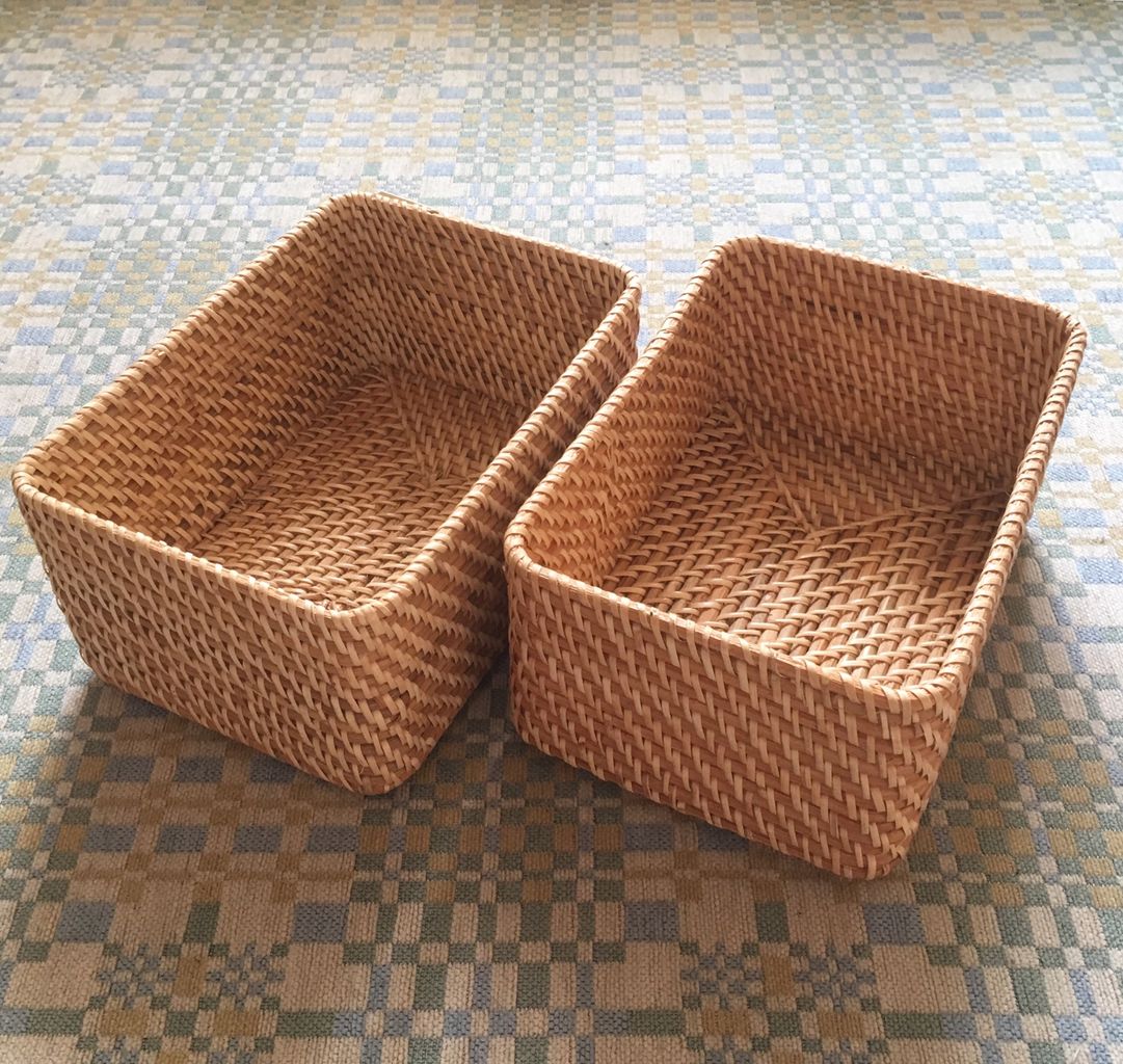 無印 重なるラタンボックスで、洗濯機の棚上収納！ : An's日和