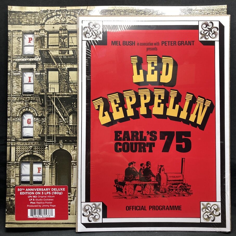 Led Zeppelin フィジカルグラヒィティ2枚組レコード帯、ポスター付き