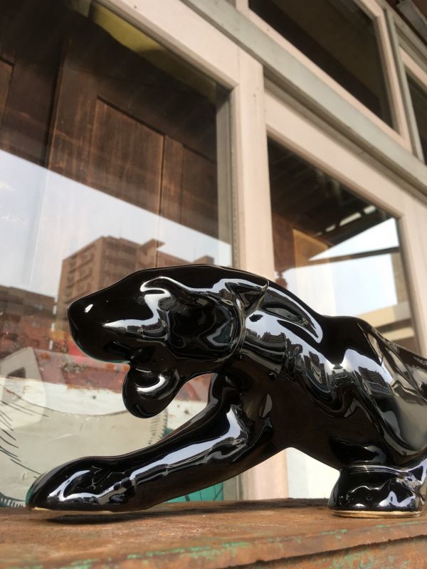 黒豹 50'S 60'S TVボードオブジェ ブラックパンサー 陶器 超大型