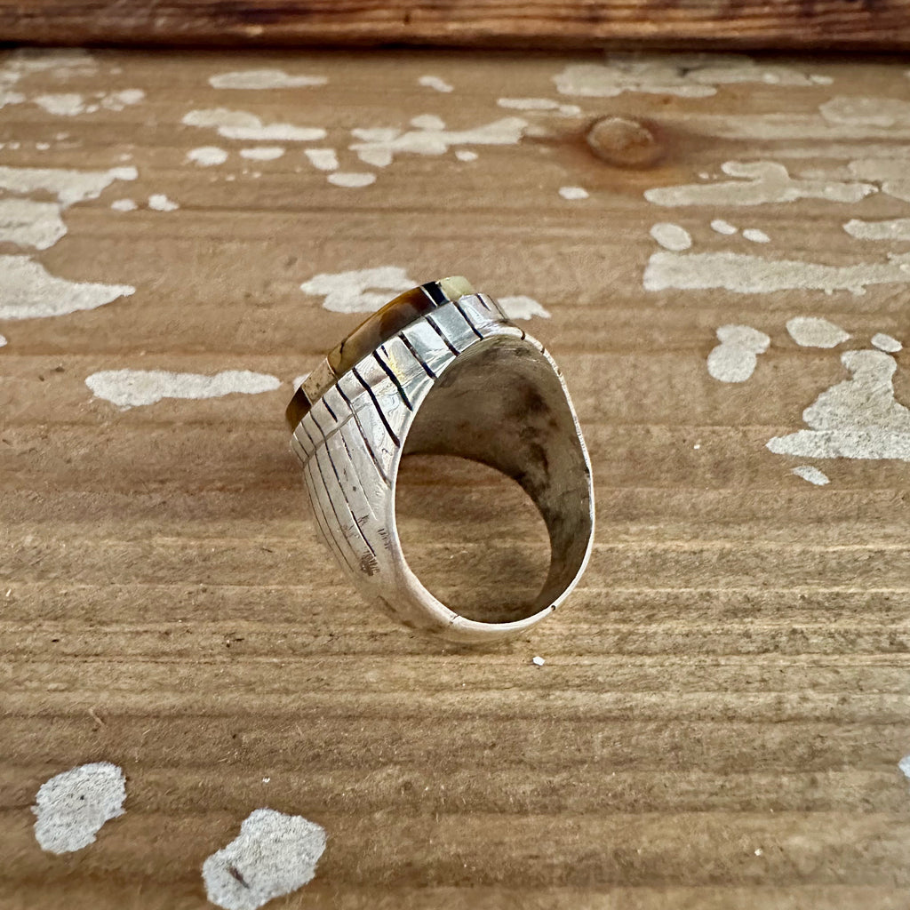 RAY JACK Navajo Handmade Ring Mens w/ Sterling Silver Tiger's Eye