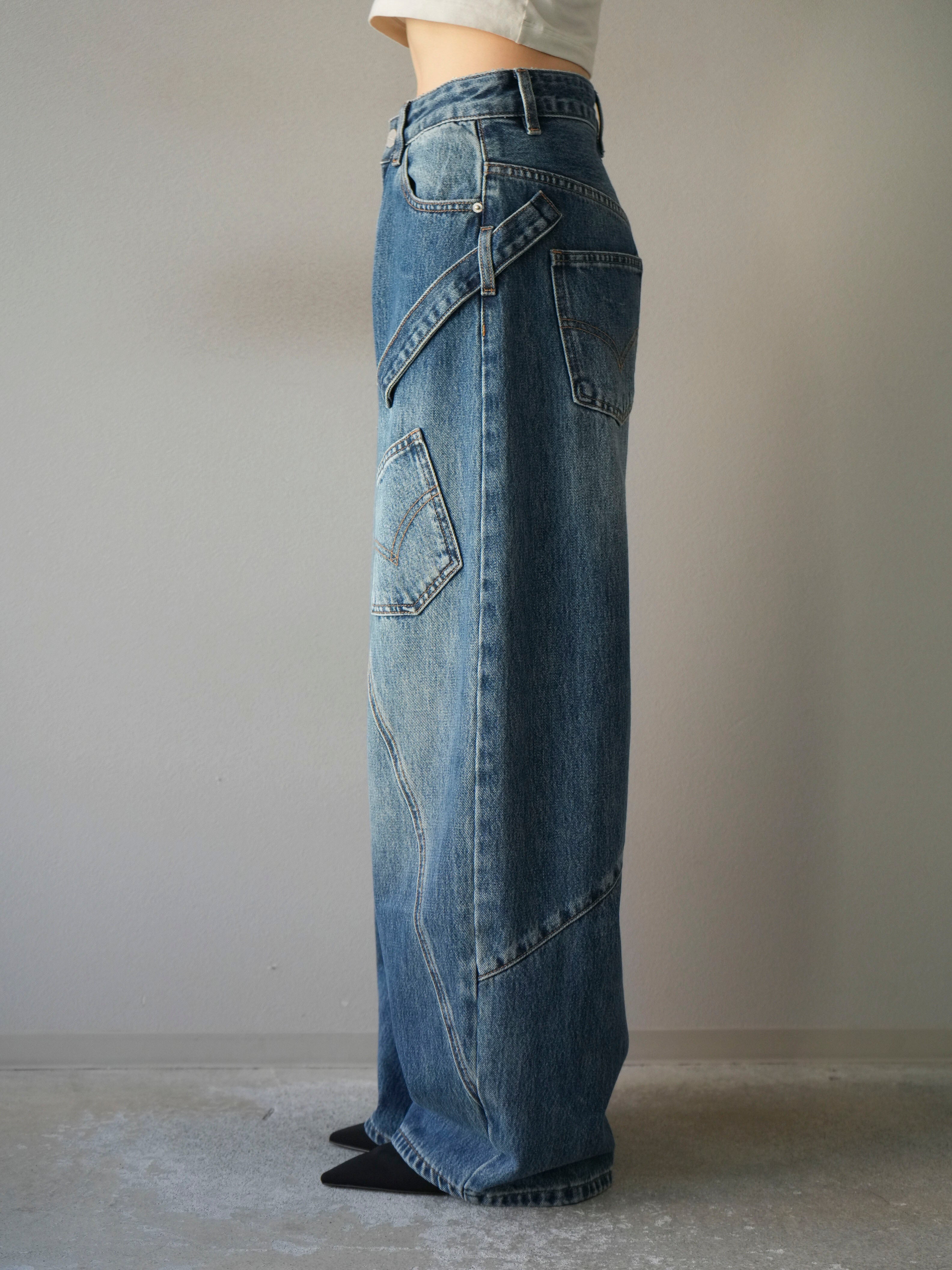 予約]ペインターカーブデニムパンツ/ブルー – Lumier