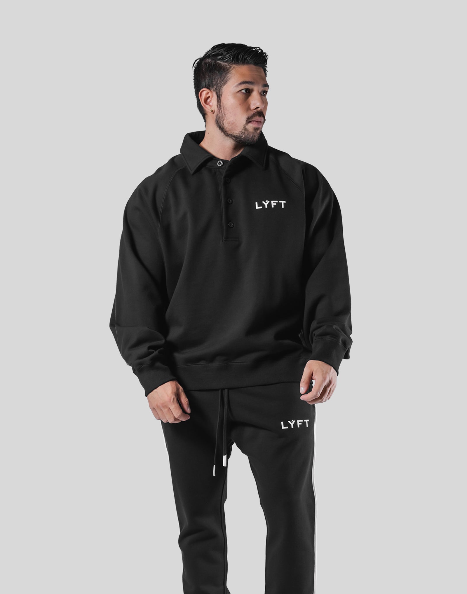 18 Logo Sweat Polo Shirt - Black – LÝFT