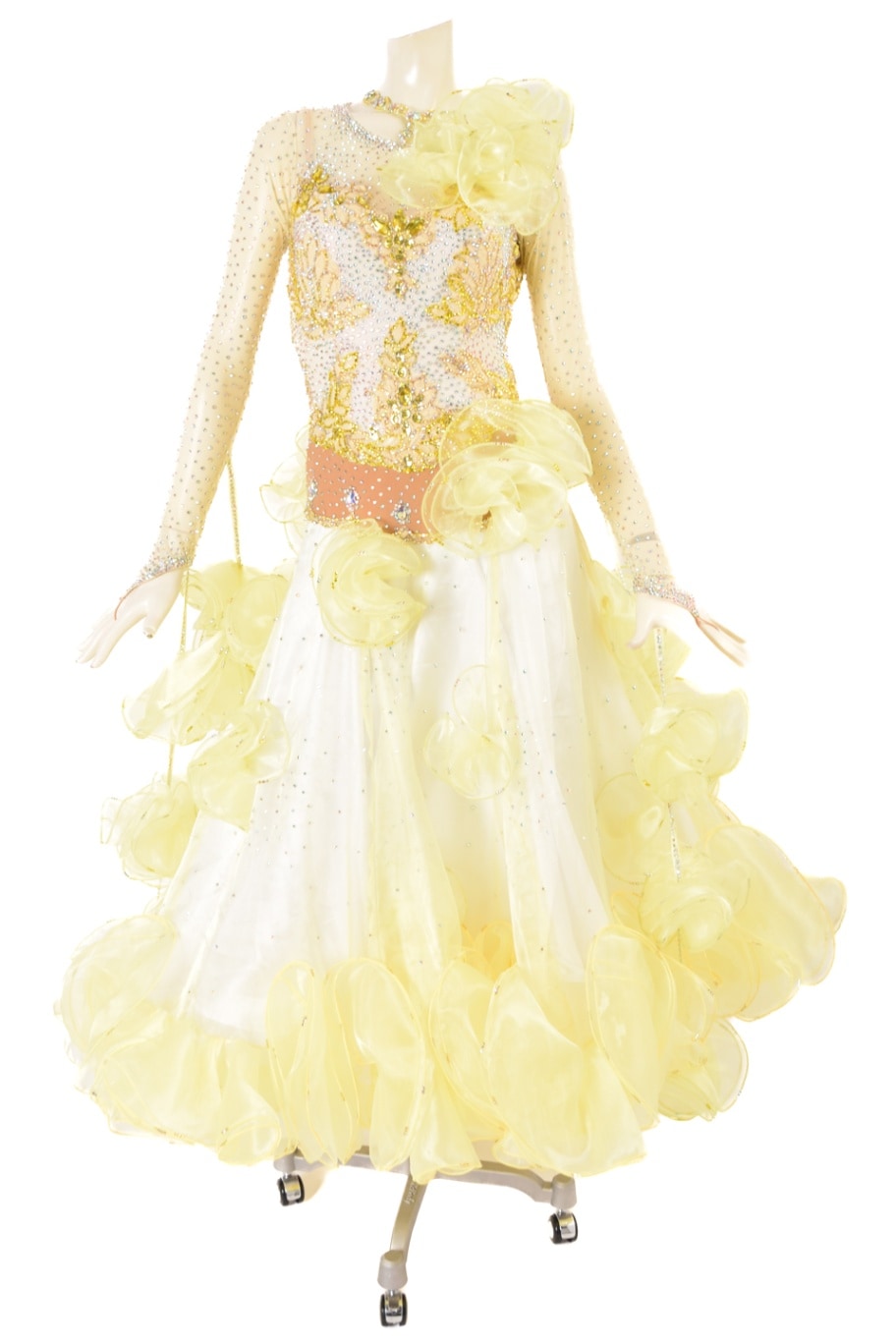 スタンダードドレス WS0640D レモン/ホワイト S 社交ダンス モダン