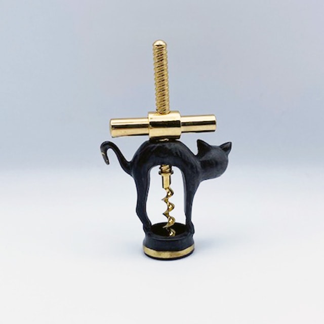 ドイツMonopol製 黒猫型のスクリューワインオープナー コルク抜き 1960