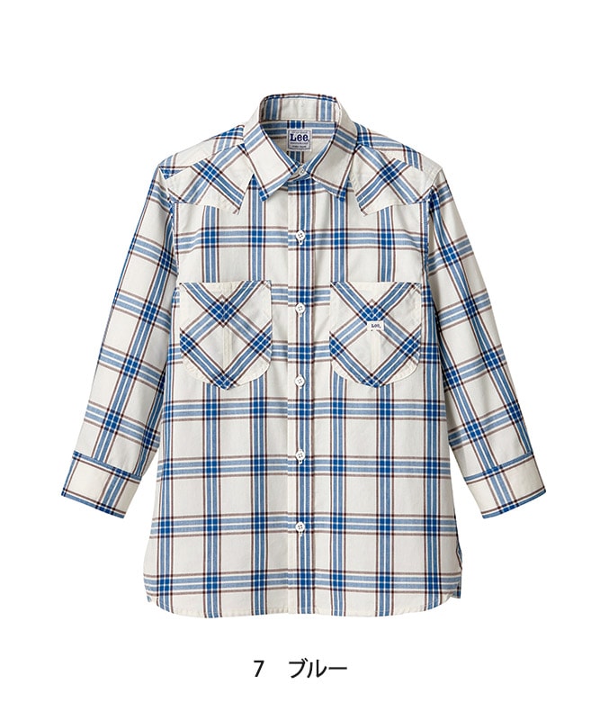 Leeウエスタンチェックシャツ七分袖[男性用][ボンマックス製品