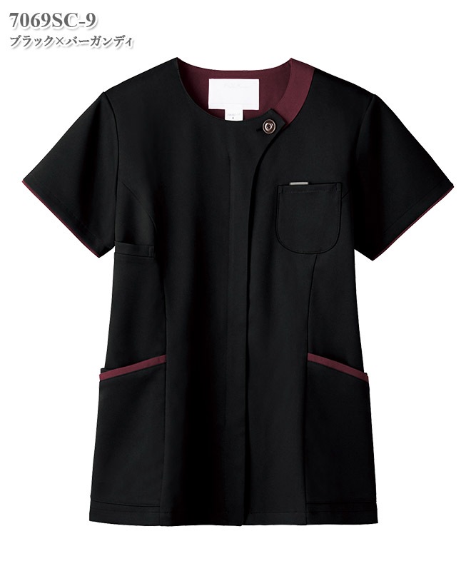 レディスジップスクラブ半袖[フォーク製品] 7069SC｜THS-白衣通販・販売