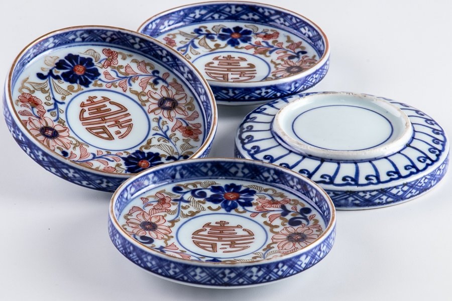 古伊万里 伊万里 大聖寺伊万里 大皿 金襴手 鳥の図 江戸期 3客 古