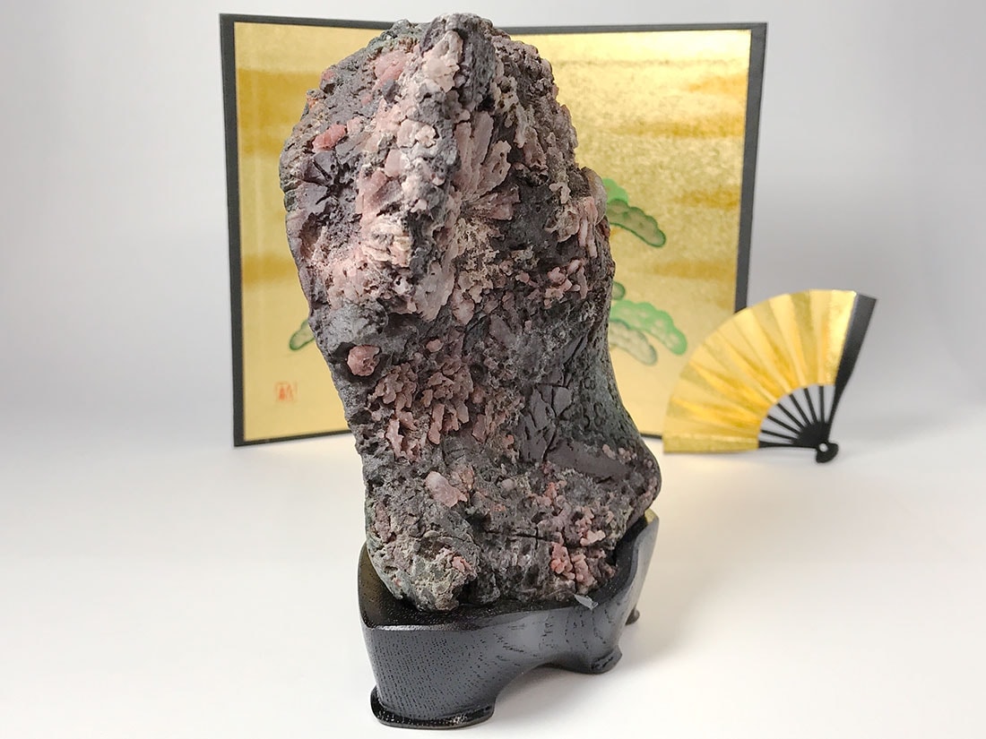 菊花石 【サバ菊】(木製台座付き)