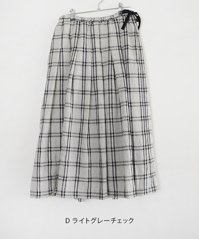 232168]ina(イナ) 別注 ウールチェックタックスカート ロングスカート