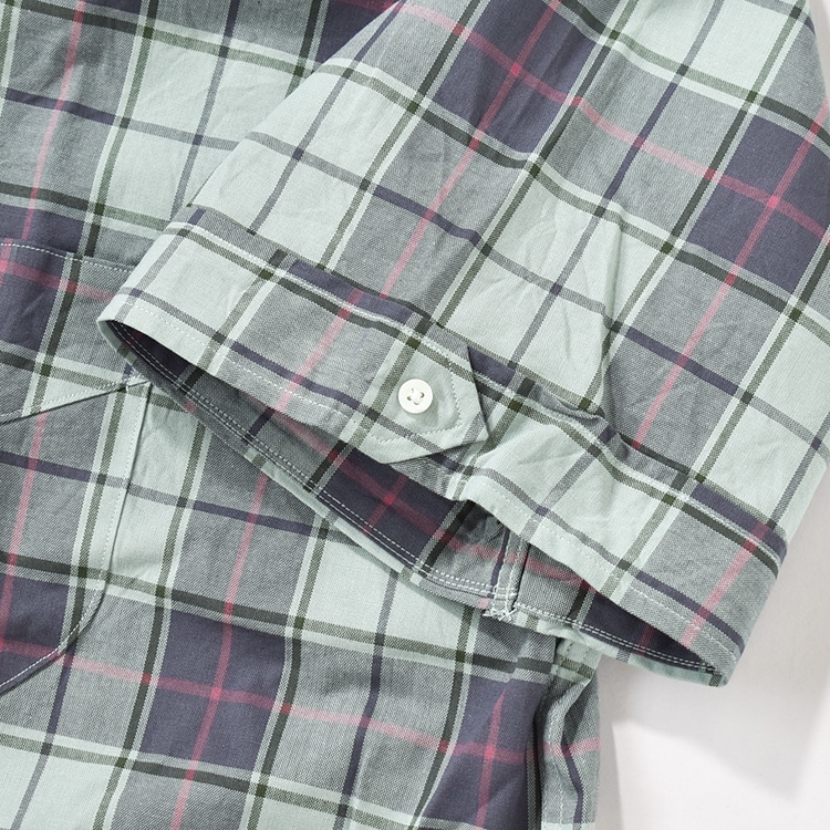 PMAR-SS01]PHIGVEL(フィグベル) Cambric Check Open Collar SS Shirt