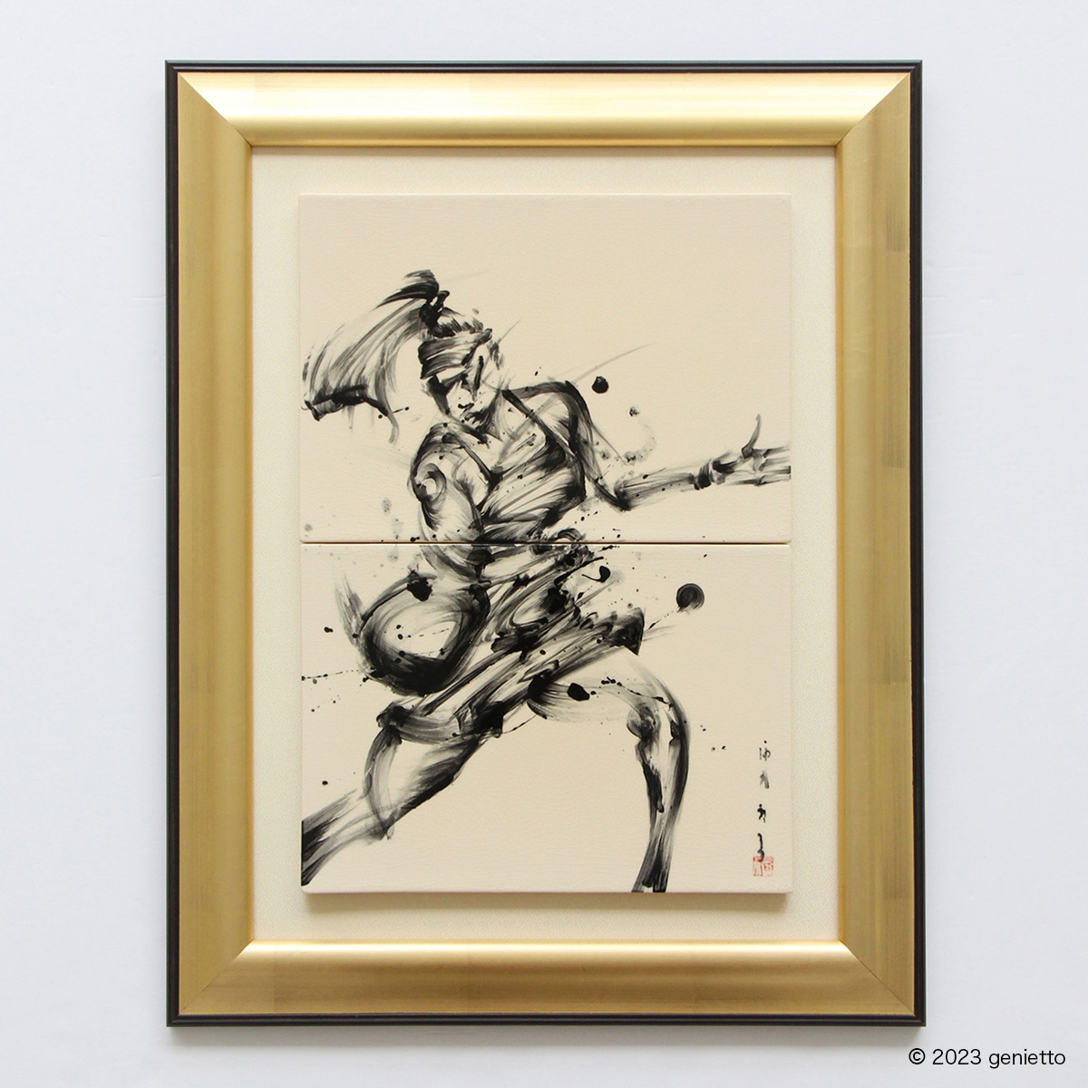 直筆陶墨画「華駿火勢」 | 墨絵・陶墨画アーティスト 西元祐貴 Yu-ki