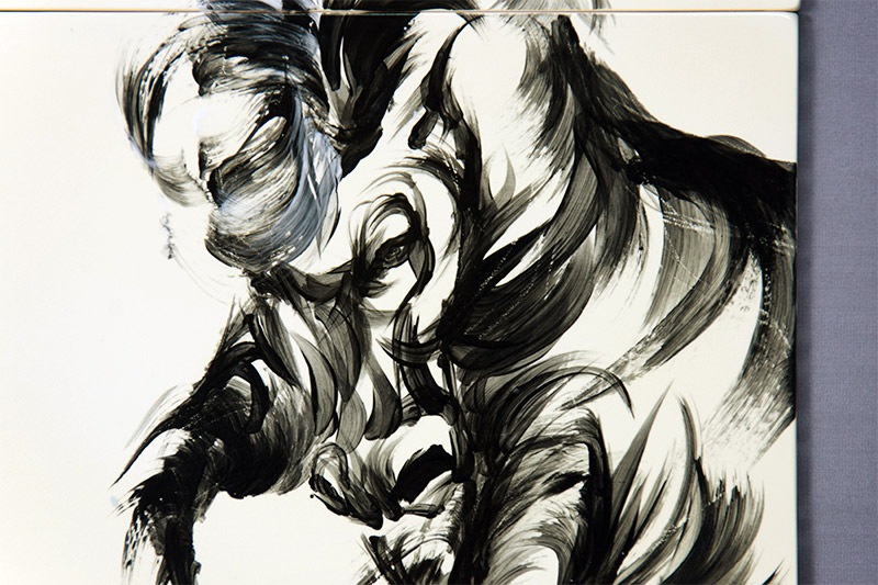 直筆陶墨画「鋼騎火往（こうきかおう）」 | 墨絵・陶墨画アーティスト