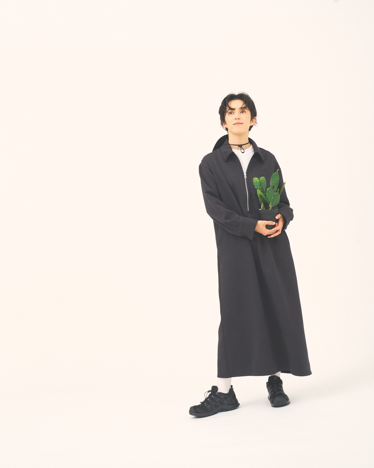 L's】HALF ZIP OP WOOL LIKE/ハーフジップワンピースウールライク