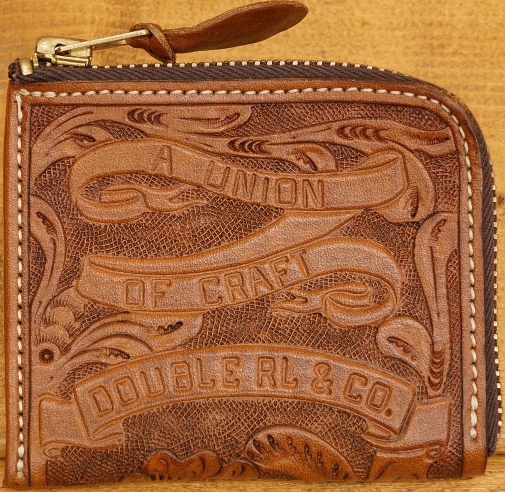 ダブルアールエル) RRL カービング レザー コインケース 小銭いれ